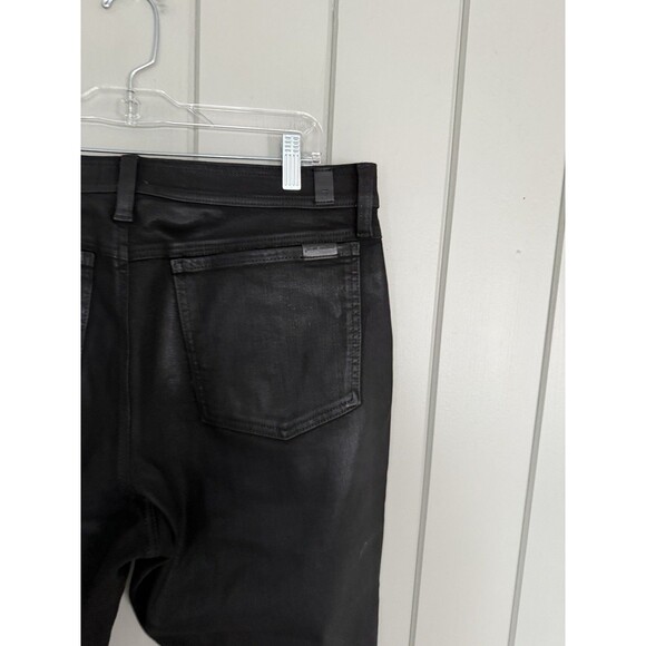 7 For All Mankind Darted Boyfriend Coated Jogger Pants 32 High Waisted Black - Picture 8 of 11